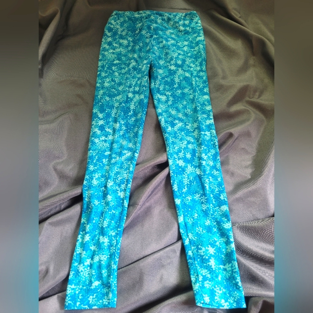 LulaRoe Blue floral print leggings - OS